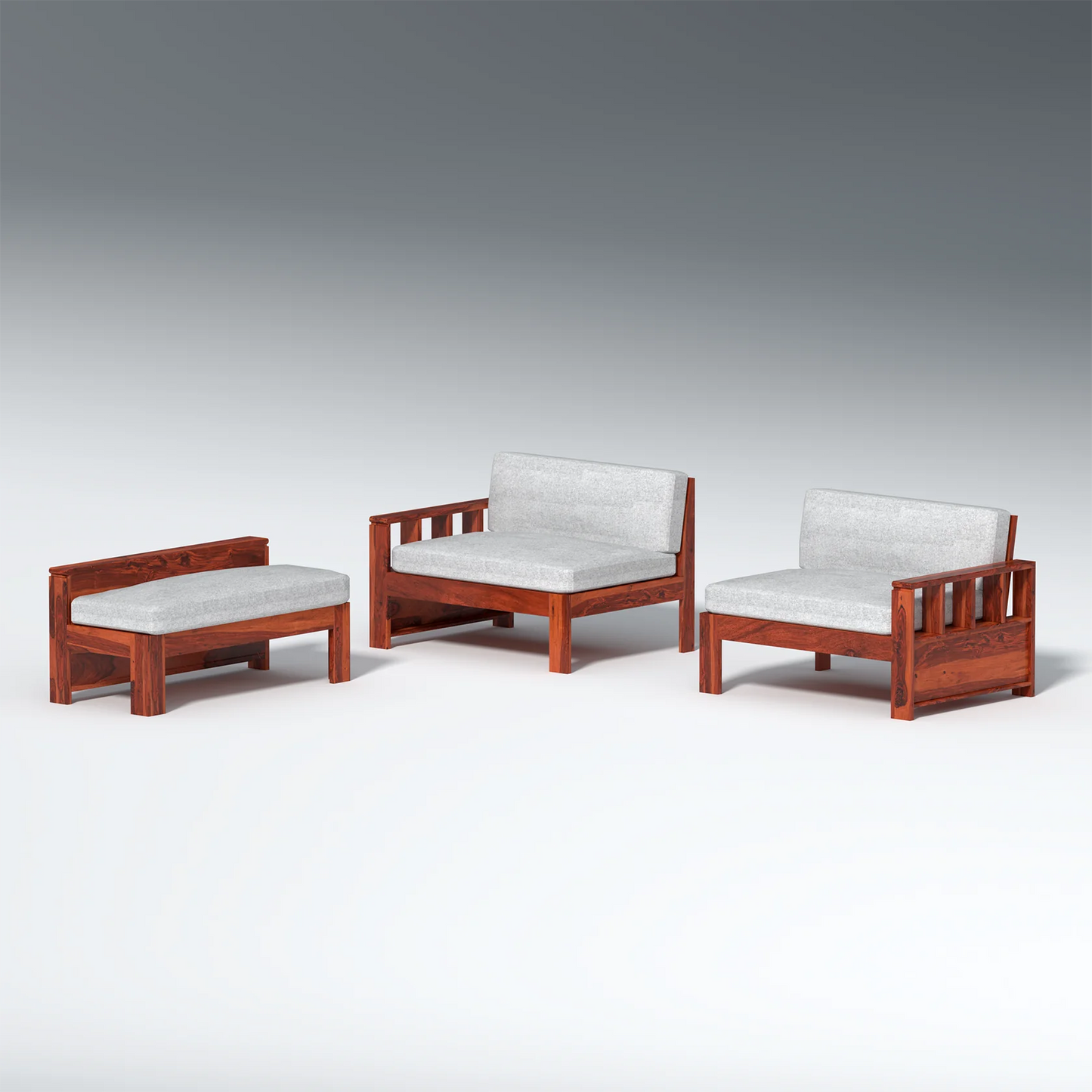 Eirini L Shape Sheesham Wood Sofa In Light Honey