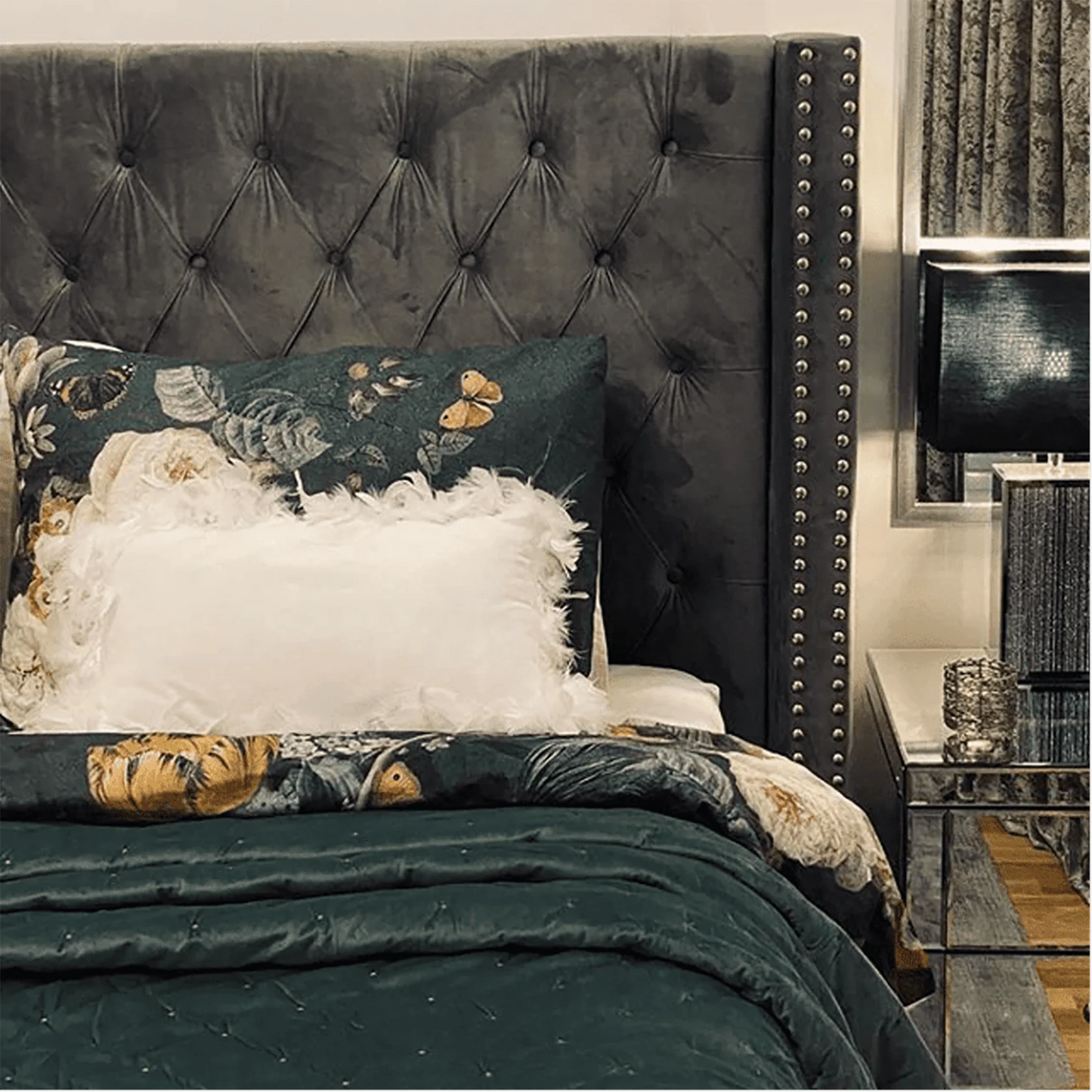 Sprucely Upholstered Bed With Box Storage