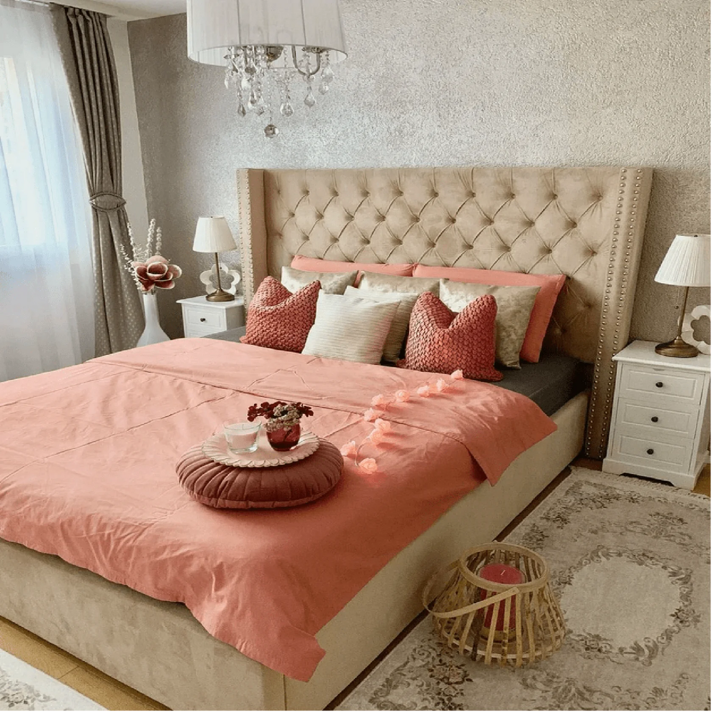 Sprucely Upholstered Bed With Box Storage