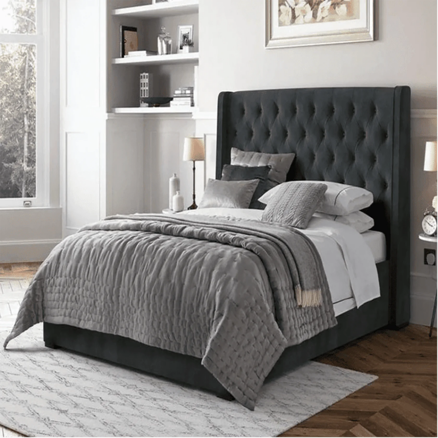 Sprucely Upholstered Bed With Box Storage