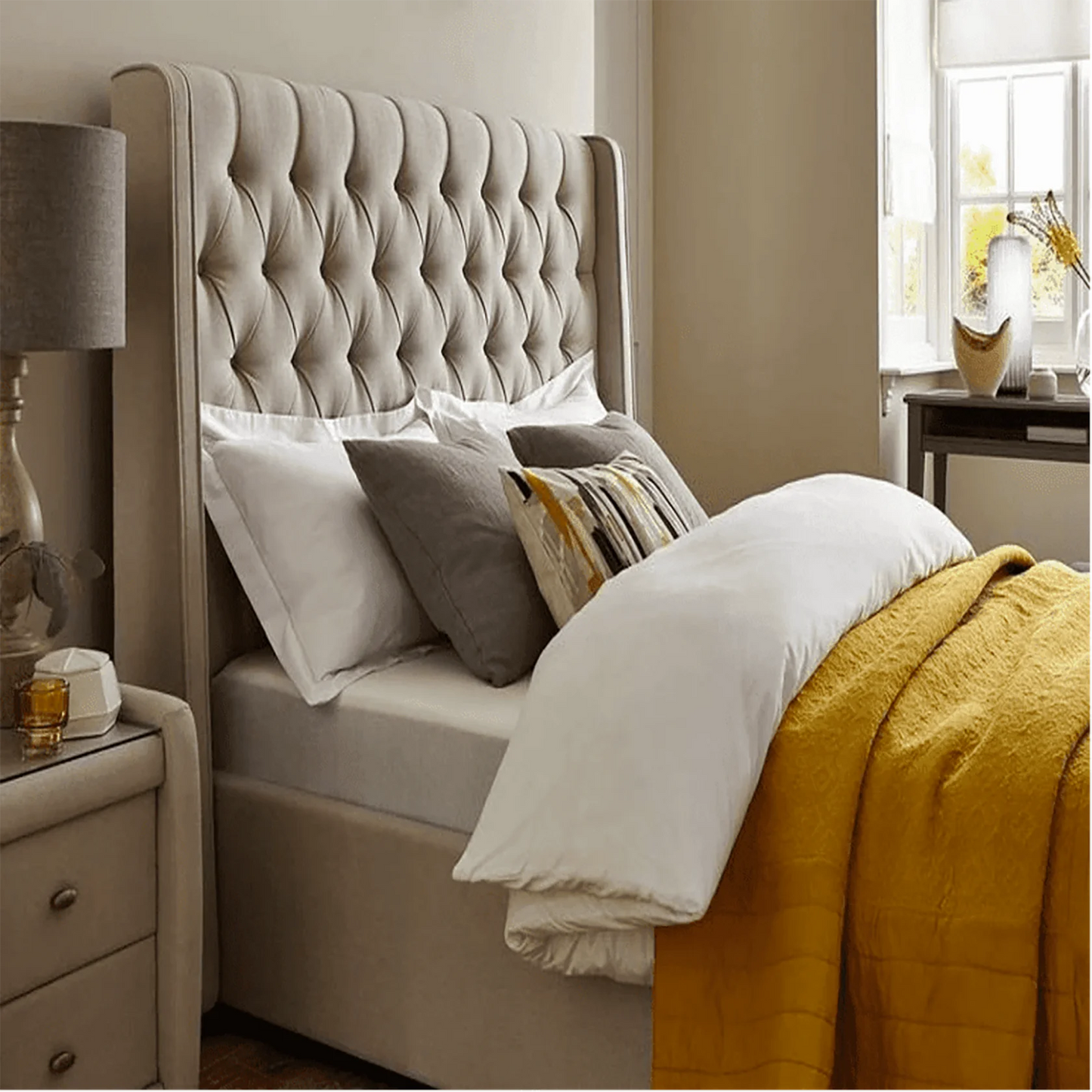 Sprucely Upholstered Bed With Box Storage