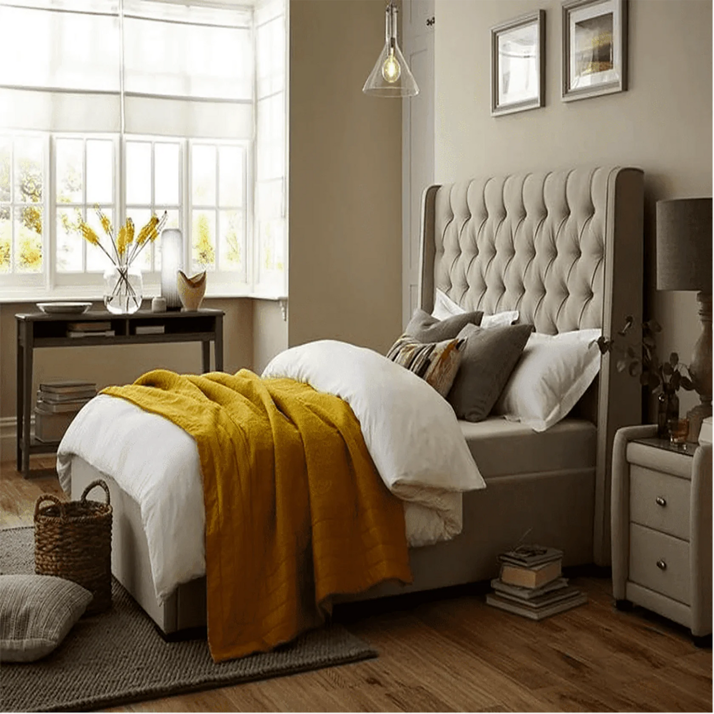 Sprucely Upholstered Bed With Box Storage