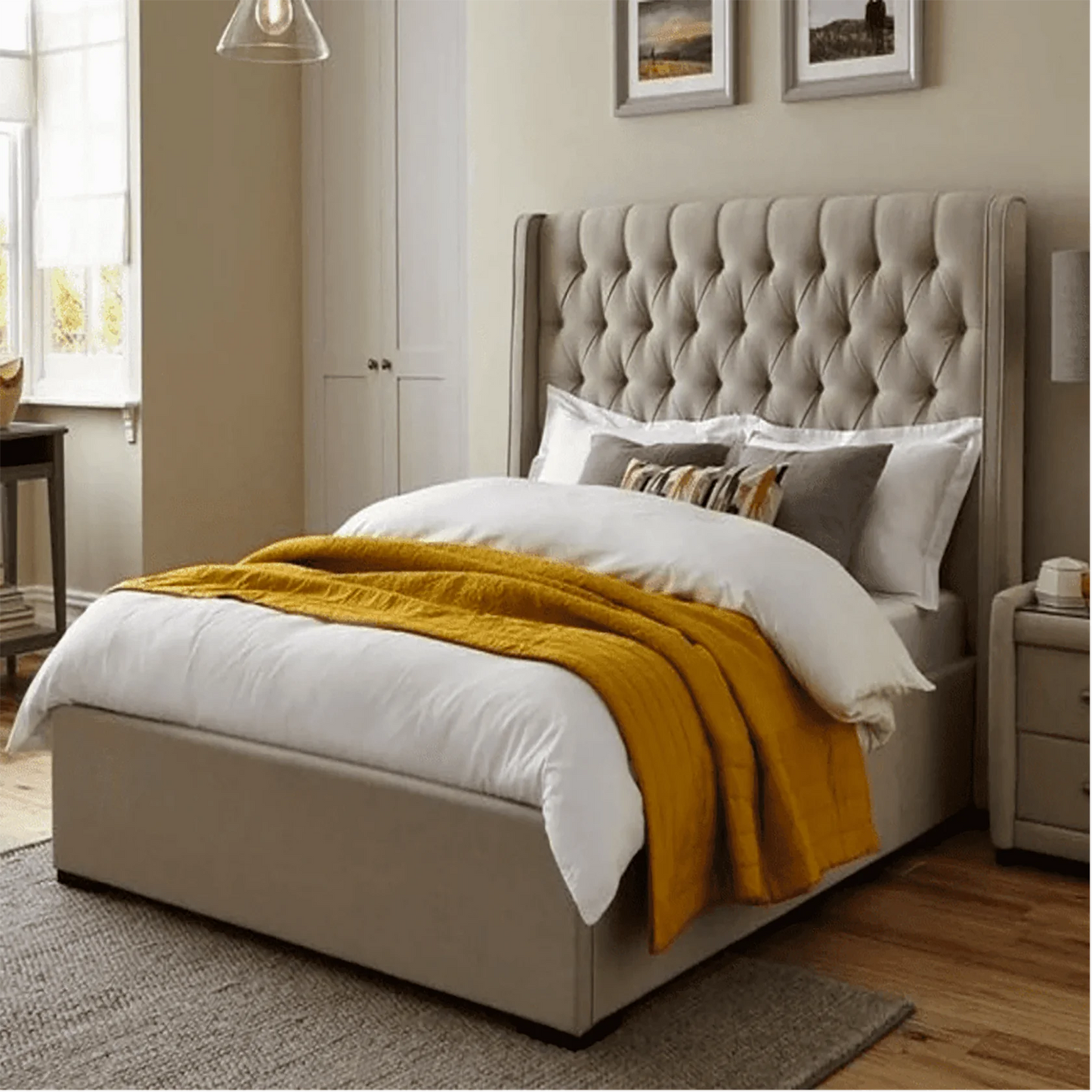 Sprucely Upholstered Bed With Box Storage