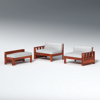 Eirini L Shape Sheesham Wood Sofa In Light Honey