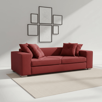 Crimson Edge Contemporary Sofa