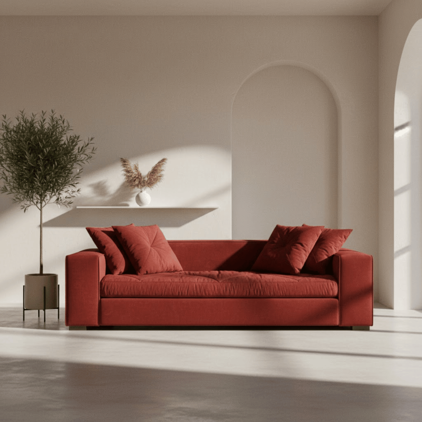Crimson Edge Contemporary Sofa