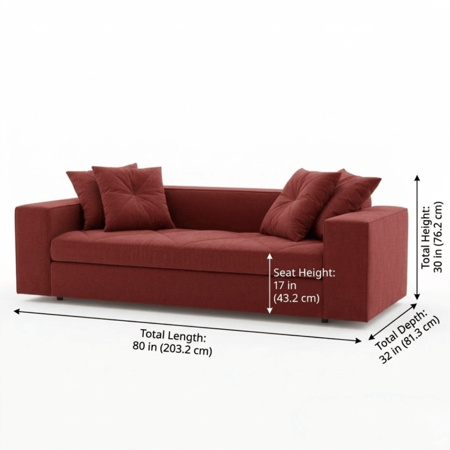 Crimson Edge Contemporary Sofa