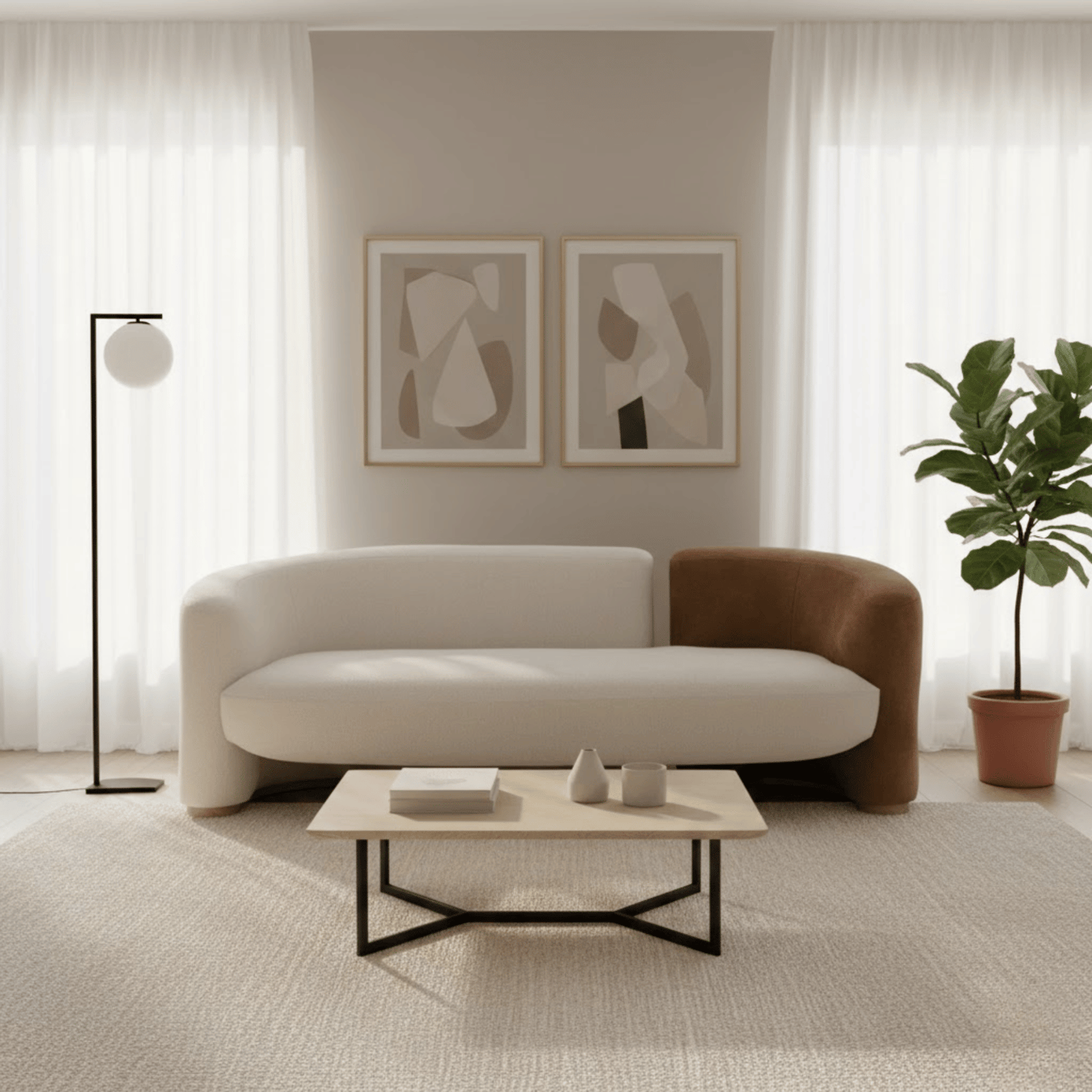 Dual Curve Contemporary Designer Sofa