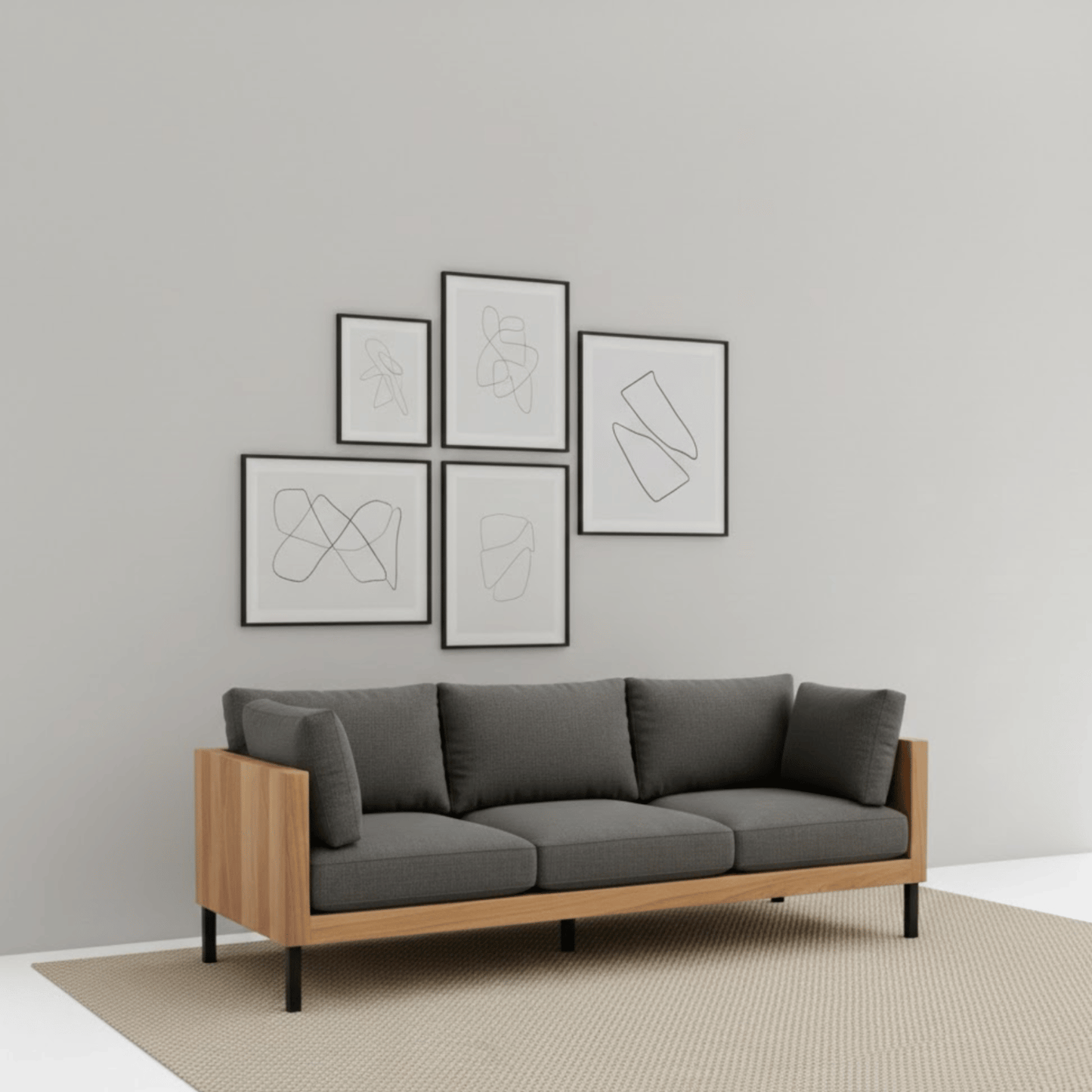 Urban Frame Modern Wood Sofa
