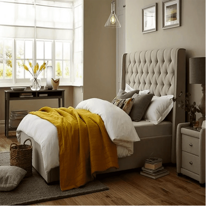 Sprucely Upholstered Bed With Box Storage